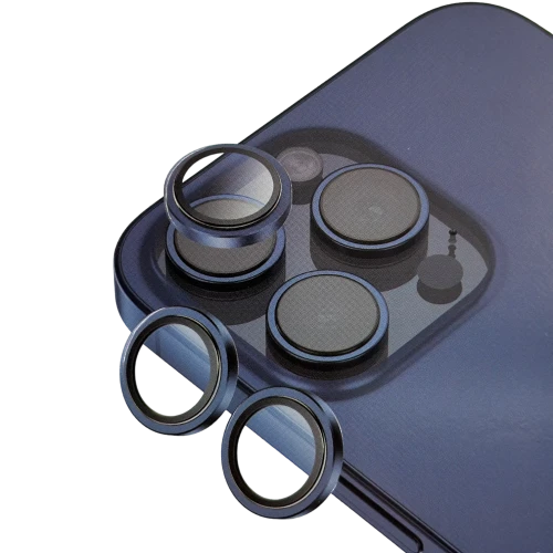 XYKLON - حماية كاميرا مميزه بتقنيه 3D للايفون 15 برو & 15 برو ماكس - تيتانيوم الأزرق الداكن