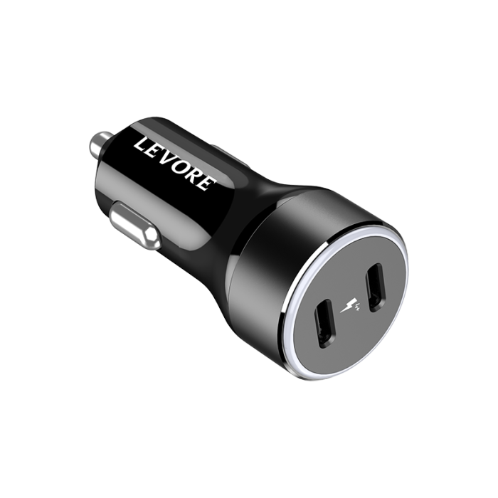 ليفوري - شاحن سيارة منفذين تايب سي  W66 - أبيض