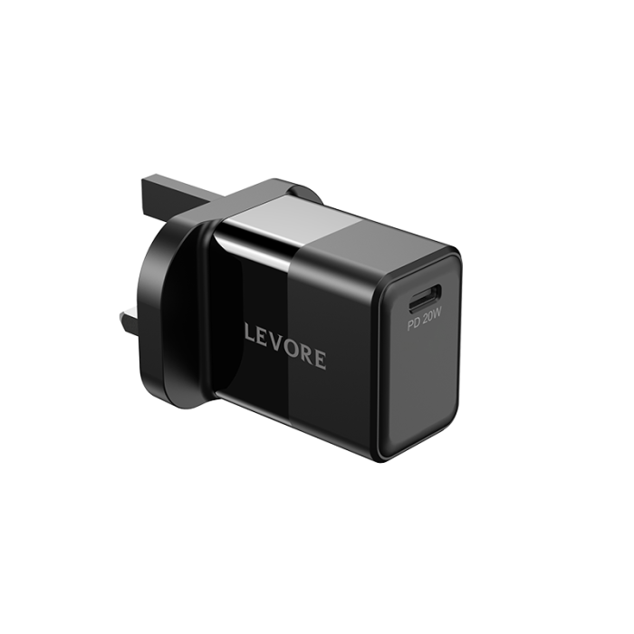 ليفوري - شاحن جداري 20 واط منفذ تايب سي  - أسود