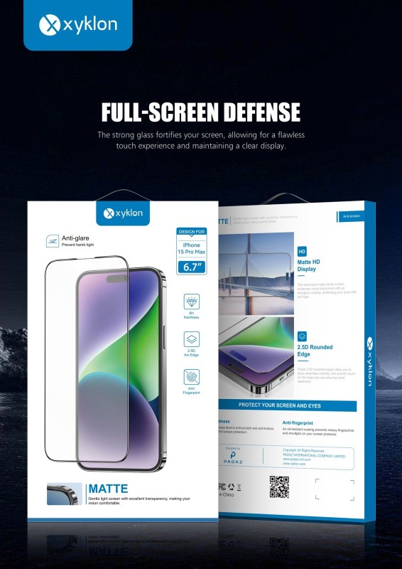 استكر حمايه الشاشه زجاج شفاف ضد البصمة - ايفون 15 برو ماكس