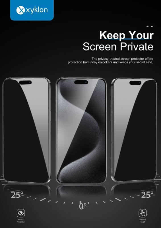 استكر حمايه الشاشه زجاج خصوصية ( لقافة) - ايفون 15 برو