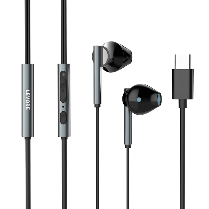 ليفوري - سماعة اذن سلكية  منفذ تايب سي - أسود