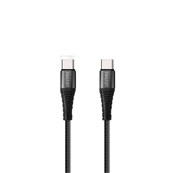 ليفوري - كابل شحن تايب سي إلى تايب سي بطول 1 م نايلون - أسود