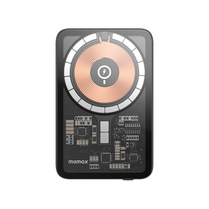 موماكس - شاحن متنقل مغناطيسي بتقنية كيو ماج بسعة 10,000 ملي امبير بقوة 15 واط ومنفذ USB-C بقوة 20 واط - رمادي