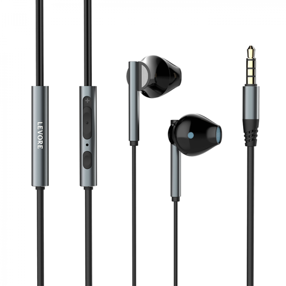 ليفوري - سماعة اذن داخلية سلكية بمنفذ 3.5 مم (دبوس) - أسود