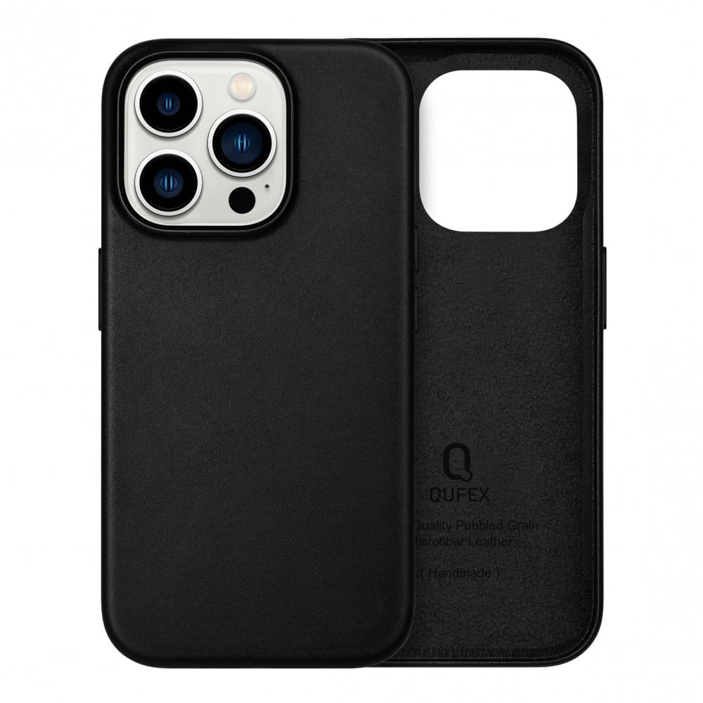 QUFEX - كفر حماية جلد بخاصية الماج سيف اسود - 15 برو