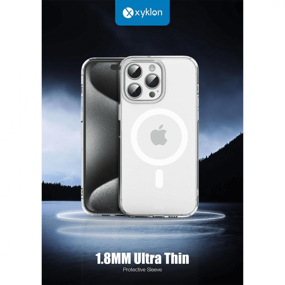 XYKLON - كفر حماية شفاف يدعم الشحن اللاسلكي -ايفون 13 برو ماكس