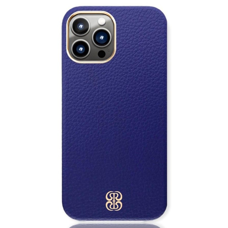 كفر ايفون 13برو مصنوع من الجلد لون نيلي مع ماج سيف